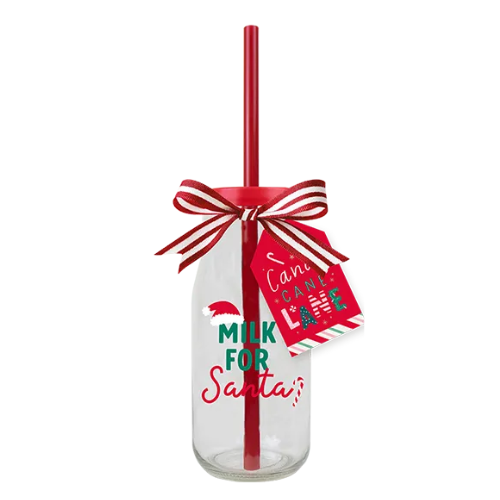 Christmas Glass Milk Bottle Assorted Colours Christmas Tableware FabFinds Green