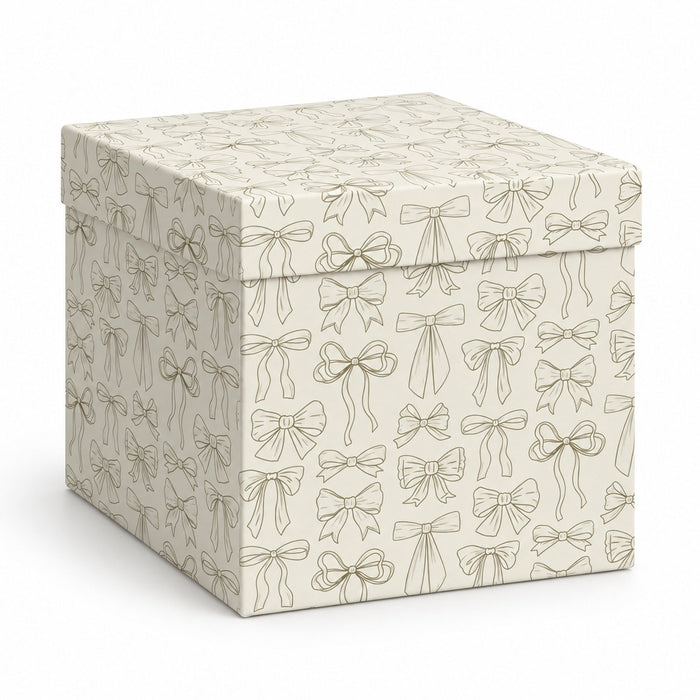Printed Christmas Gift Box Set 3 Pack Assorted Designs Christmas Gift Bags & Boxes FabFinds Cream Bows