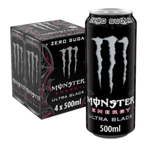Monster Energy Ultra Black Cans Zero Sugar 4 x 500ml Drinks monster   