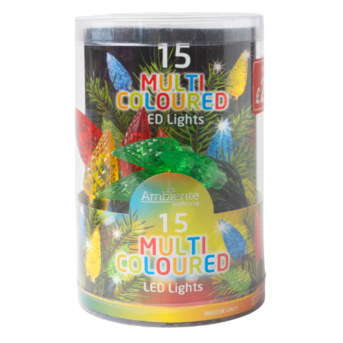 Battery Operated LED String Lights 15 LEDs Indoor Use Christmas Indoor & Outdoor Lighting FabFinds Multicoloured