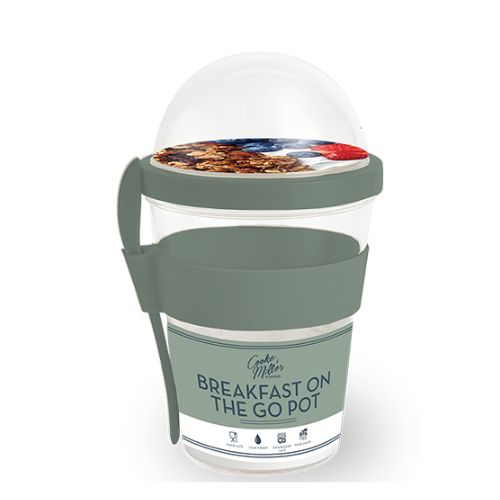 Natural Breakfast On The Go Pot Assorted Colours Food Storage FabFinds Green  