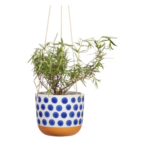 sass and belle hanging planter Sass & Belle Naxos Blue Spot Hanging Planter