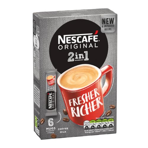 Nescafe 2 in 1 Low Sugar Instant Coffee 6 Mugs (6 x 10g) Coffee Nescafé   
