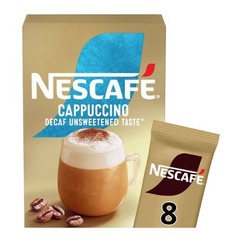 Nescafe Decaf Unsweetened Cappuccino Instant Coffee 8 x Sachets