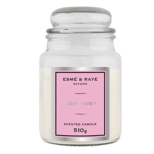 Esme & Raye Oxford Noir Ruby Fragrance Scented Large Glass Jar Candle 18oz Candles FabFinds
