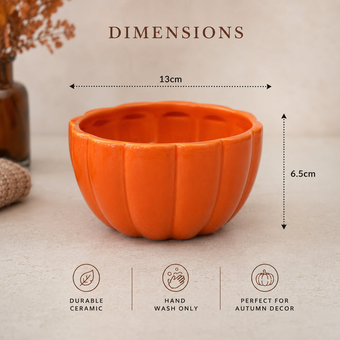 Halloween Ceramic Pumpkin Bowl 13cm Assorted Colours Halloween Accessories FabFinds