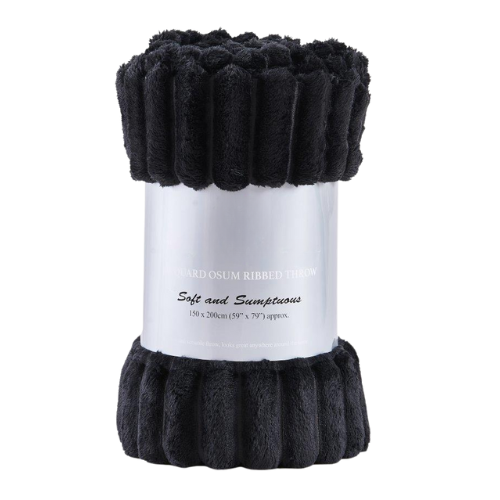 Cozy Ribbed Knit Throw Blanket Assorted Throws & Blankets FabFinds 150x200 Black