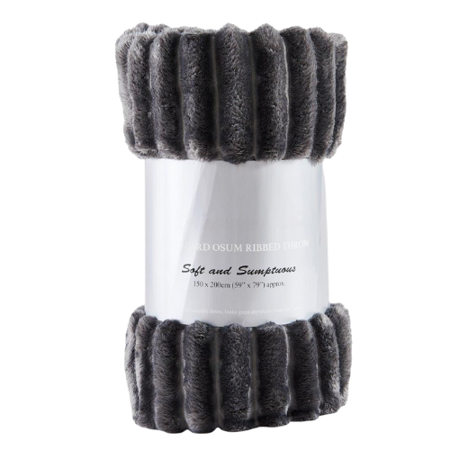 Cozy Ribbed Knit Throw Blanket Assorted Throws & Blankets FabFinds 150x200 Charcoal