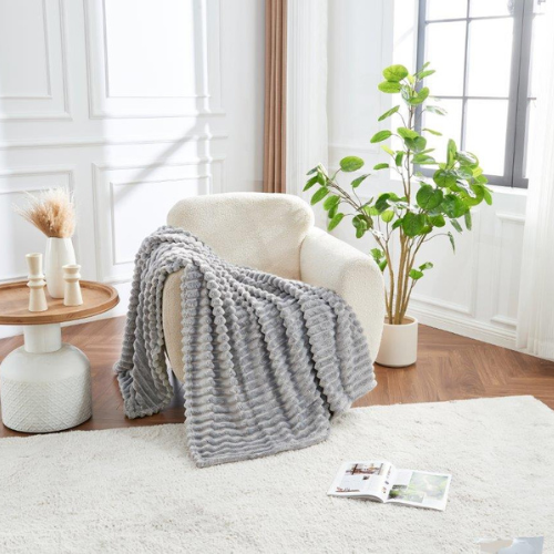 Cozy Ribbed Knit Throw Blanket Assorted Throws & Blankets FabFinds