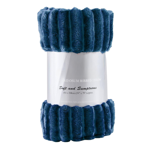 Cozy Ribbed Knit Throw Blanket Assorted Throws & Blankets FabFinds 150x200 Navy