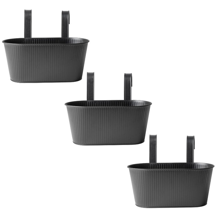 Over Fence Ribbed Planter Black 26.5cm Assorted Packs