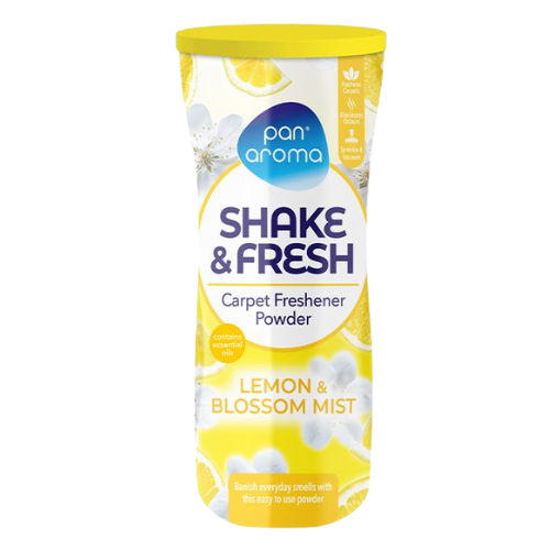Pan Aroma Shake & Fresh Carpet Freshener Powder Lemon & Blossom Mist 500g Floor & Carpet Cleaners Pan aroma