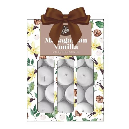 Pan Aroma Madagascan Vanilla Scented Tealights 12 Pack Candles Pan aroma   