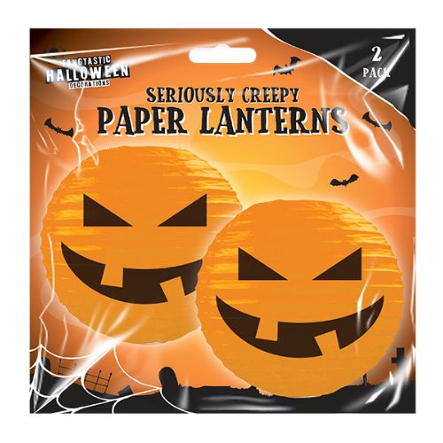 Halloween Pumpkin Paper Lanterns Assorted Colours 2 Pack Halloween Decorations Gem Imports   