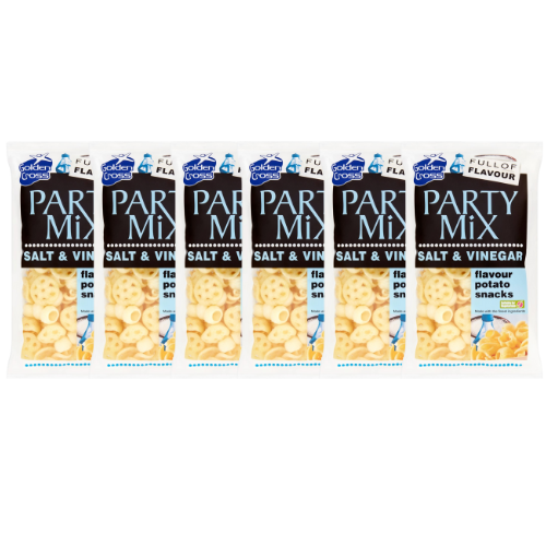 Party Mix Salt & Vinegar Flavoured Potato Snack 125g Assorted Packs Snack Foods Golden Cross Pack of 6