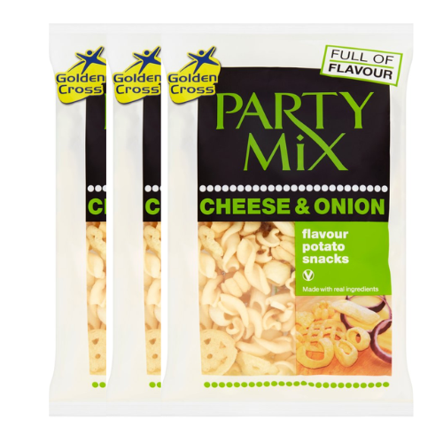 Party Mix Cheese & Onion Flavoured Potato Snack 125g Assorted Packs Snack Foods Golden Cross Pack of 3