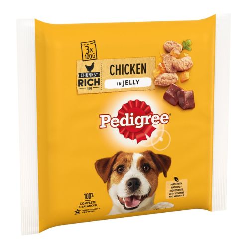 Pedigree Chicken In Jelly Food Pouches 3 x 100g Dog Food & Treats Pedigree   