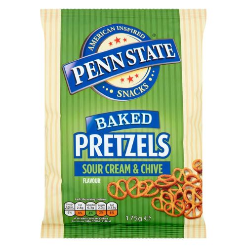 Pennstate Baked Pretzels Sour Cream & Chive 175g Crisps, Snacks & Popcorn Pennstate   