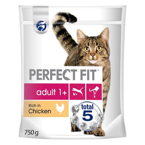 Perfect Fit Adult Rich In Chicken Dry Cat Food 1+ 750g Cat Food & Treats Perfect fit   