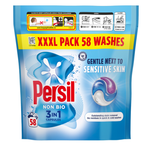 Persil Non Bio Laundry Capsules 58 Washes Assorted Packs Fabric Stain Removers Persil Pack of 1