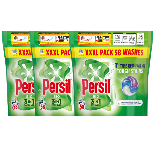 Persil Bio Laundry Capsules 58 Washes Assorted Packs Fabric Stain Removers Persil Pack of 3