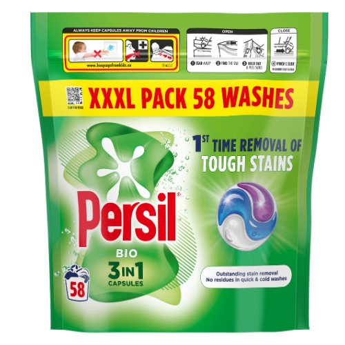 Persil Bio Laundry Capsules 58 Washes Assorted Packs Fabric Stain Removers Persil Pack of 1