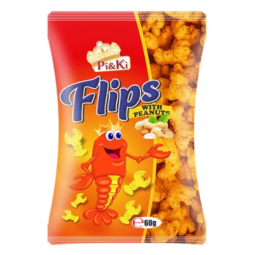 Pi & Ki Flips With Peanuts Scorpion Corn Snacks 60g Crisps, Snacks & Popcorn Pi & Ki   