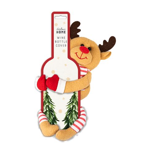 Plush Christmas Character Bottle Holder Assorted Styles Christmas Tableware FabFinds Reindeer  