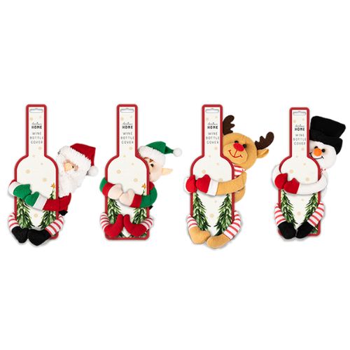 Plush Christmas Character Bottle Holder Assorted Styles Christmas Tableware FabFinds   