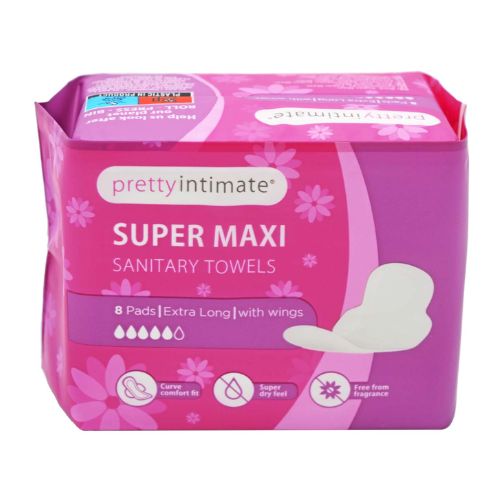 Pretty Intimate Super Maxi Sanitary Towels 8 Pack Feminine Sanitary Supplies Pretty intimate   