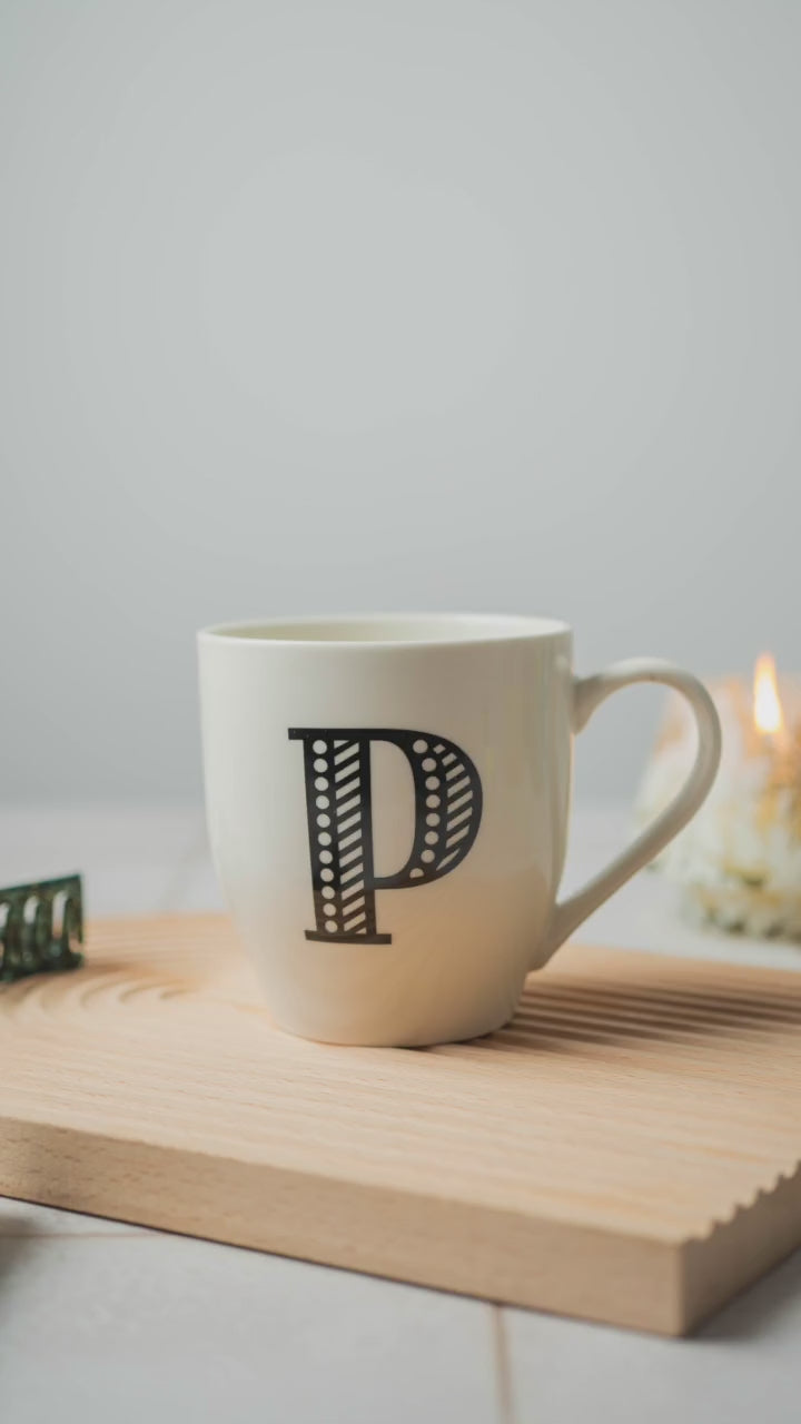 Black & White Alphabet Hugga Mugs Assorted Letters Mugs FabFinds