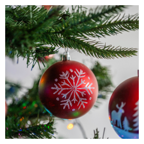 3 Pack Painted Christmas Decorative Ornaments Baubles 8cm