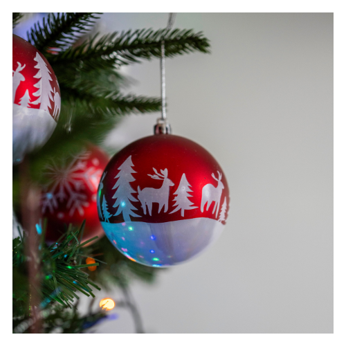 3 Pack Painted Christmas Decorative Ornaments Baubles 8cm