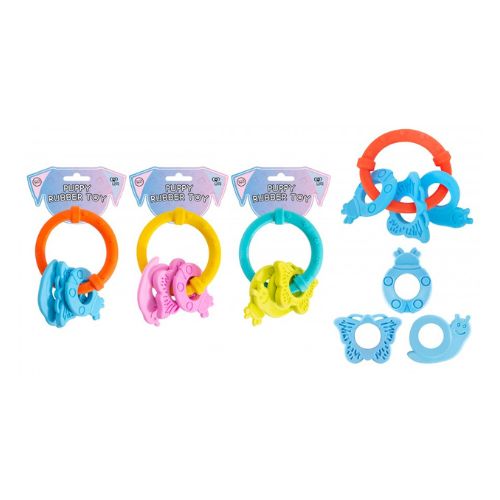 World Of Pets Rubber Animal Ring Small Dog Toy Assorted Colours - FabFinds