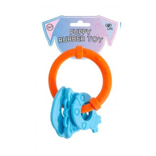 World Of Pets Rubber Animal Ring Small Dog Toy Assorted Colours Dog Toy Fabfinds Blue  