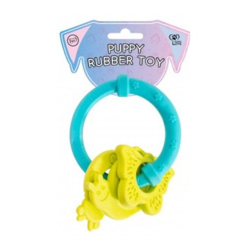 World Of Pets Rubber Animal Ring Small Dog Toy Assorted Colours Dog Toy Fabfinds Yellow  