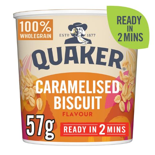Quaker Instant Oats Caramelised Biscuit 57g Oats, Grits & Hot Cereal Quaker   