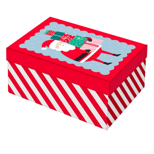 Christmas Rectangle Gift Box 22cm x 14cm Assorted Designs Christmas Gift Bags & Boxes FabFinds Santa with Gifts