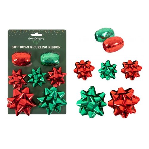 Green & Red Christmas Foil Gift Bows & Curling Ribbon Christmas Tags & Bows FabFinds   