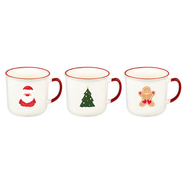 Red & White Christmas Mug Assorted Designs Mugs FabFinds