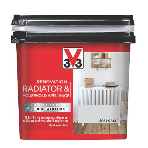 V33 Renovation Soft Grey Satinwood Radiator & appliance paint 750ml Home Decoration V33   