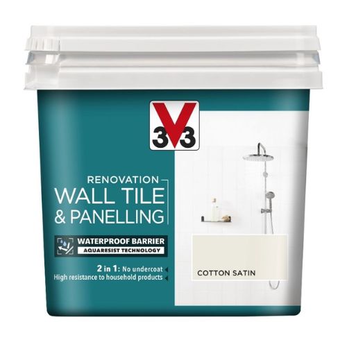 V33 Renovation Wall Tile & Panelling Paint Cotton Satin 750ml Home Decoration V33   