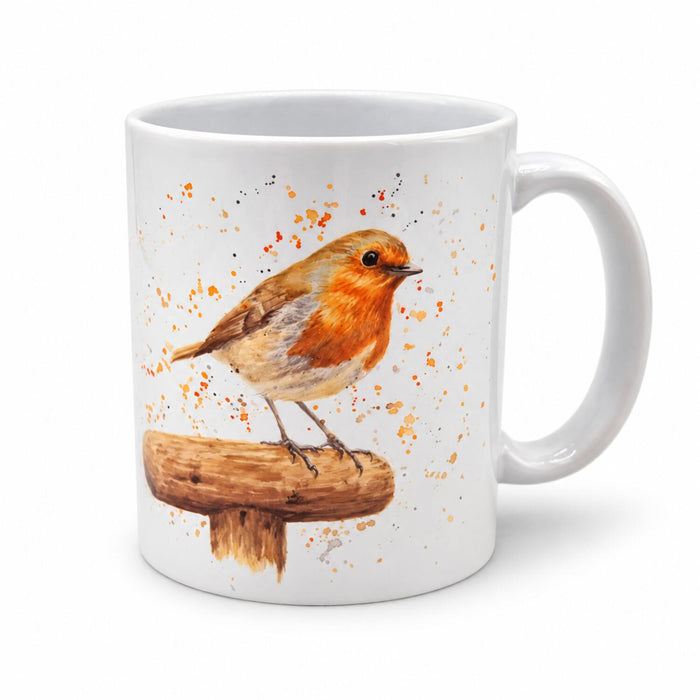 Festive Winter Robin Sat on Spade Ceramic Mug 312ml