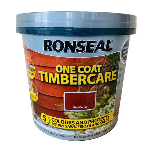 Ronseal One Coat Timbercare Red Cedar Paint 5 Litre Garden Tools Ronseal   