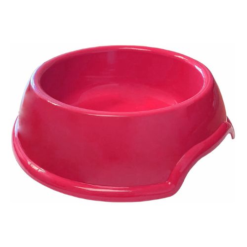 Round Plastic Pet Bowl 22cm Assorted Colours Dog Accessories Whitefurze Pink  