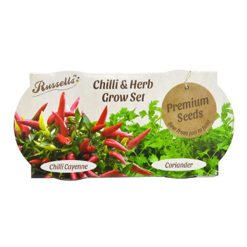 Russels Chilli & Herb Twin Terracotta Grow Set Plant Pots & Planters Gplants LTD   