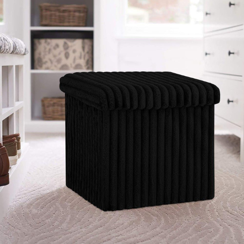 Ribbed Foldable Storage Box Assorted FabFinds 38X38X38 Black