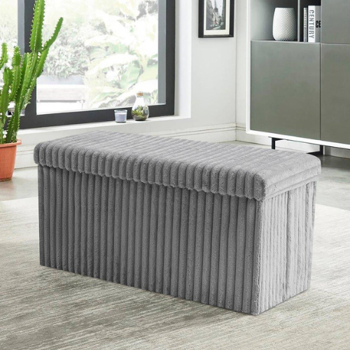 Ribbed Foldable Storage Box Assorted FabFinds 76X35X35 Grey