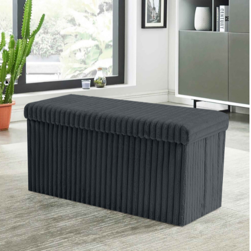 Ribbed Foldable Storage Box Assorted FabFinds 76X35X35 Charcoal