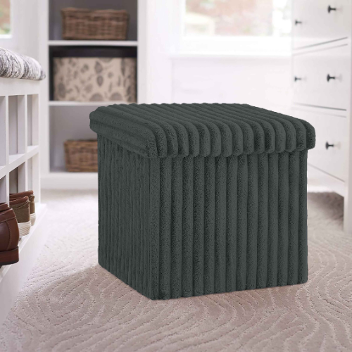 Ribbed Foldable Storage Box Assorted FabFinds 38X38X38 Charcoal